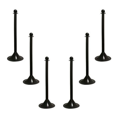 Gec Mr. Chain 2in Light Duty Stanchion, 41in H, Black, Pack of 6 91503-6